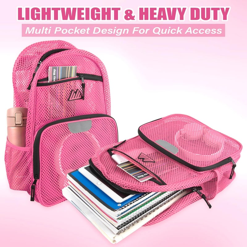 Summit Ridge Reflective Mesh School Backpack for Teens, Girls, Boys | Wire Frame Mesh Beach Backpack XL with Zipper (Pink) - Image 3