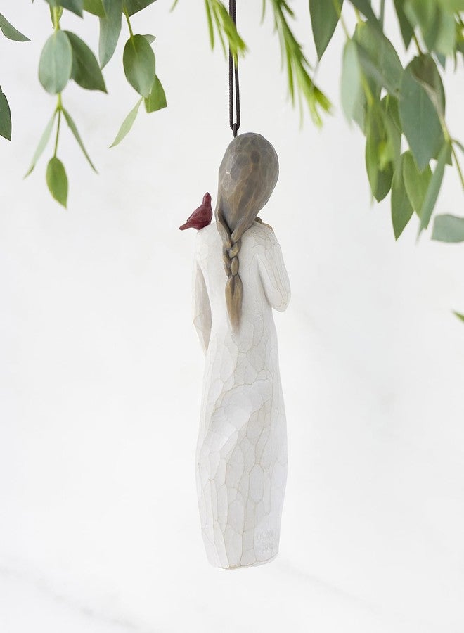 Willow Tree Messenger Ornament, Red Cardinal on Figure’s Shoulder, Bringing Comfort and Love from Afar, A Reminder That Those we Love are Always with us, Sculpted Hand-Painted Ornament - Image 3