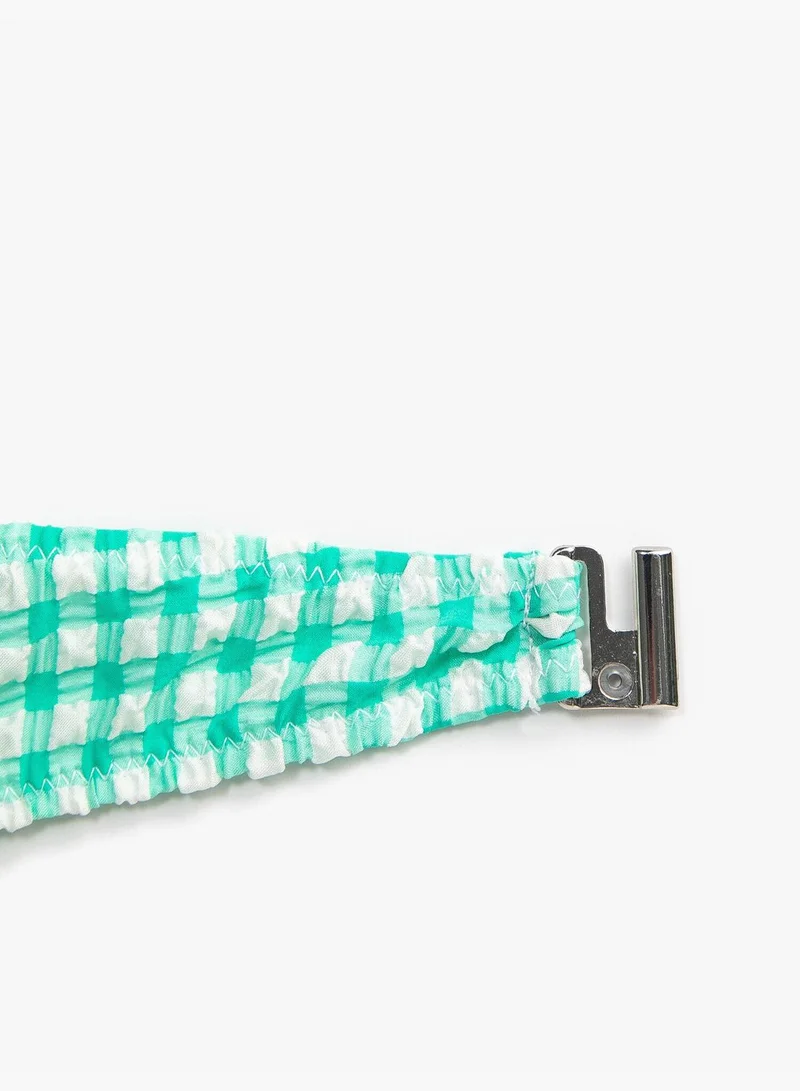 KOTON Tie Detailed Plaid Bikini Top