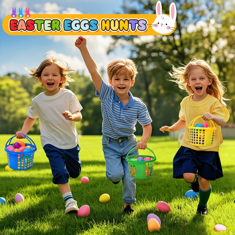 Evoio Easter Baskets in Bulk for Kids 24 PCS Plastic Easter Basket Bucket for Eggs Hunts Game, Classroom Eggs Collecting Baskets with 6 Color Raffia Paper Grass Filler Basket for Kids Egg Hunts Party - Image 3