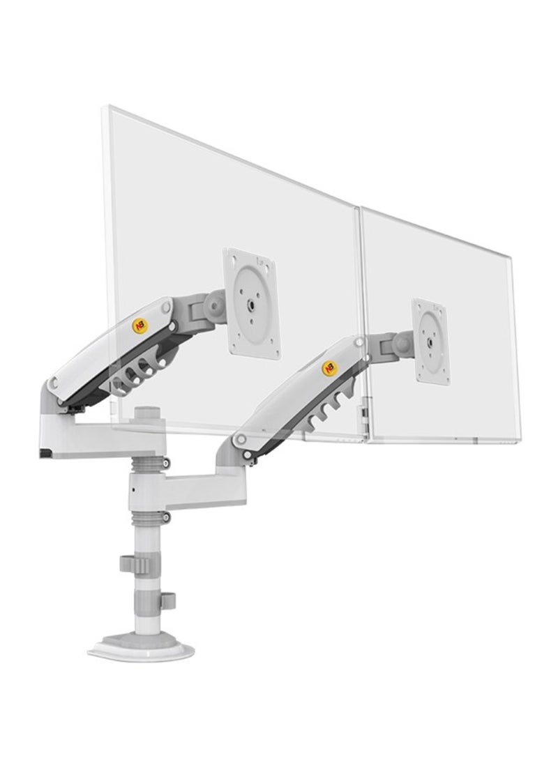 NB ERGONOMIC Dual Monitor Arm Dual Monitor Stand for Two 17" to 27" Screens with Load Capacity 4.4~19.8lbs for Each Monitor, VESA 75x75 & 100x100, Full Motion Dual Monitor Desk Mount, White | H180  - Image 1