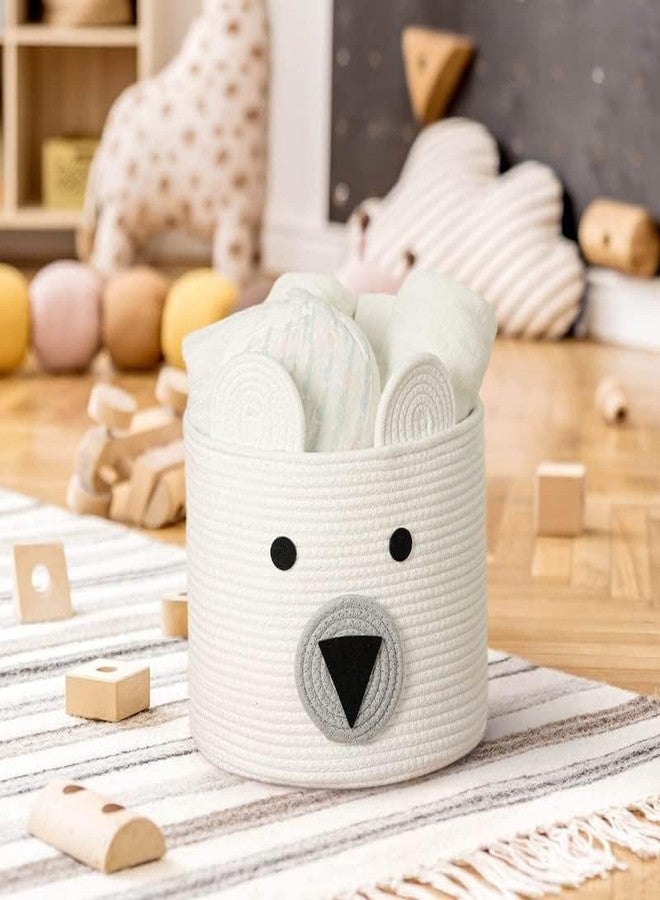 DOLCE CASA Kids Lid Basket - White Pandda - Rope Storage Basket For Baby Diaper, Stuffed Animal Storage Bin, Baby Laundry Baskets with Lid - 25 cm - Image 2