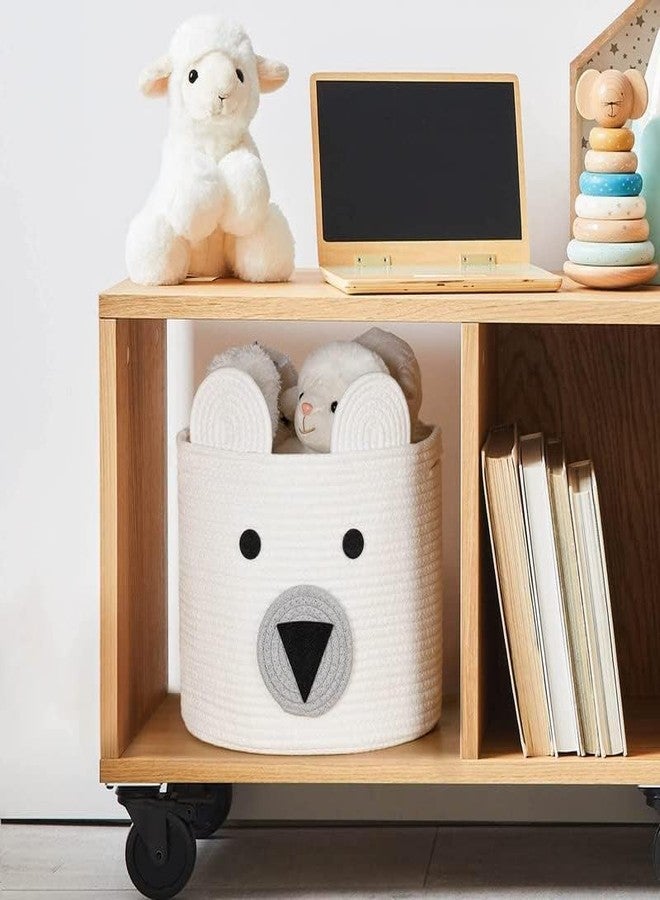 DOLCE CASA Kids Lid Basket - White Pandda - Rope Storage Basket For Baby Diaper, Stuffed Animal Storage Bin, Baby Laundry Baskets with Lid - 25 cm - Image 3
