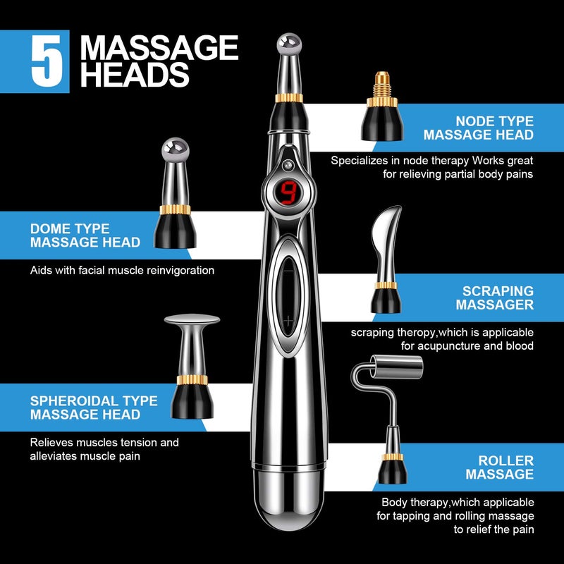 DANGSHAN 5-in-1 Acupuncture Pen, Electronic Acupuncture Pen, Pain Relief Therapy, Meridian Energy Pulse Massage Pen, Powerful Meridian Energy Pen Relief Pain Tools - Image 4