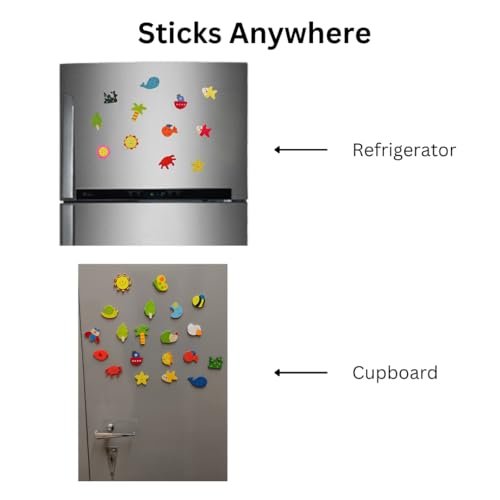 R H lifestyle Colourful Wooden Fridge Magnets Refrigerator Stylish, Decorative Items for Kitchen Fridge Magnets Set Cute (Multicolor Cartoon Magnet Pack of 40) - Image 4