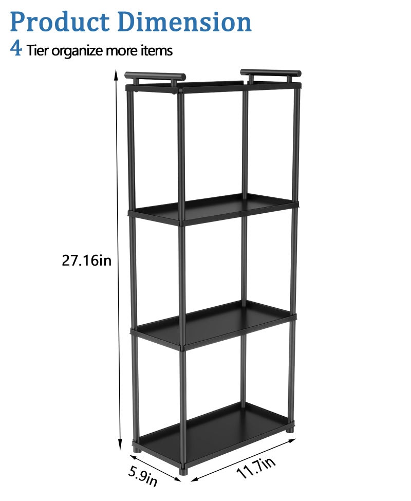 Votzaaq Matte Black 4 Tier Bathroom Organizer Countertop  Stainless Steel Perfume Tray And Vanity Countertop Shelf  Makeup Skin Care Bathroom Organizers And Storage For Dresser  Kitchen - Image 5