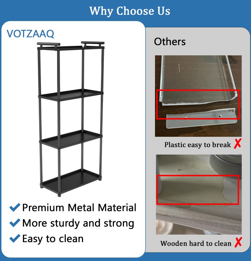 Votzaaq Matte Black 4 Tier Bathroom Organizer Countertop  Stainless Steel Perfume Tray And Vanity Countertop Shelf  Makeup Skin Care Bathroom Organizers And Storage For Dresser  Kitchen - Image 4
