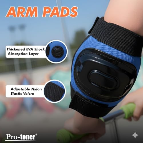 Protoner Kids Skating Protection Kit with Helmet, Knee Pads, Elbow Pads and Wrist Guards,Multiple Colors & Sizes (Blue, Large) - Image 5