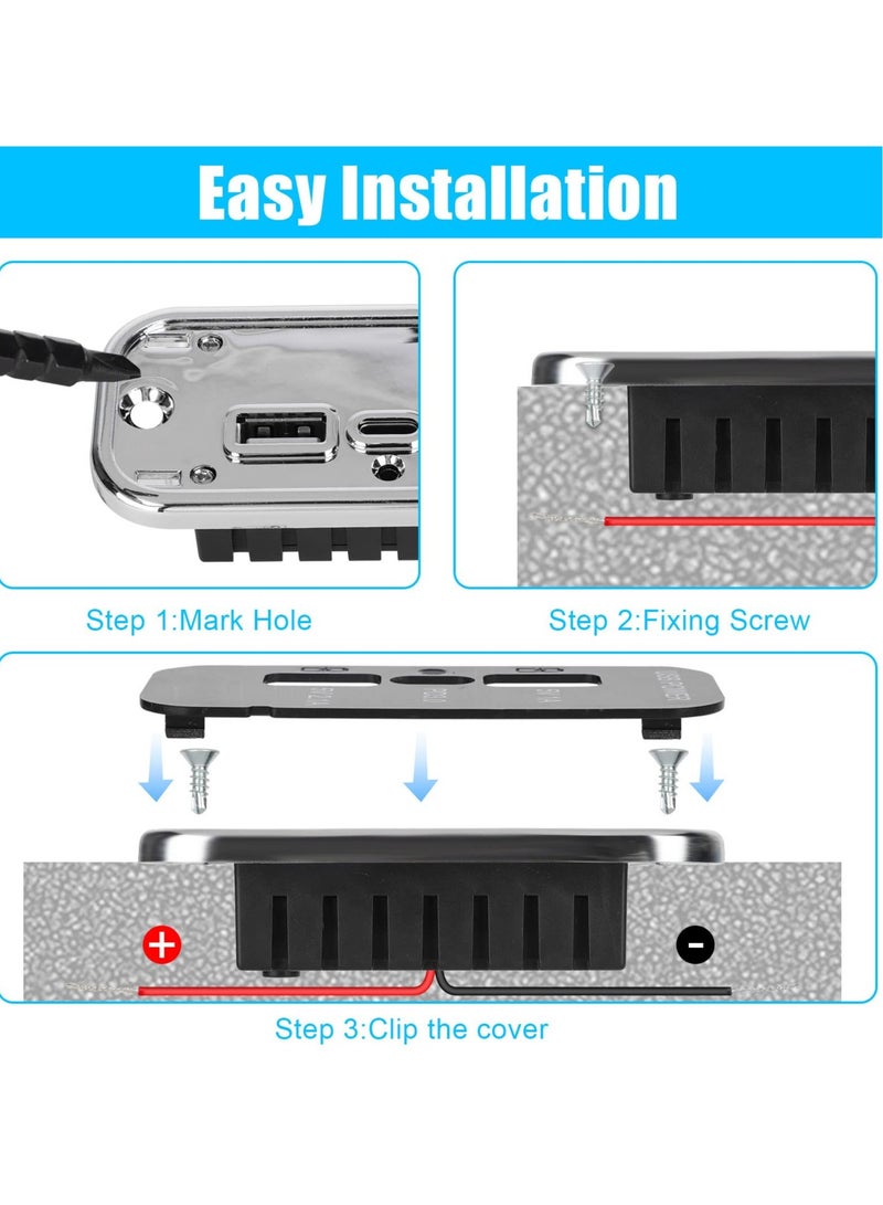 Excefore شحن سريع 3 منافذ منفذ USB 12 فولت، منفذ USB A مزدوج 3.1 أمبير، منفذ Type C PD QC 3.0، محول للسيارات الترفيهية والبحرية والدراجات النارية والشاحنات وعربات الجولف والهاتف 14 13 12، S22 S21 S20 - Image 5