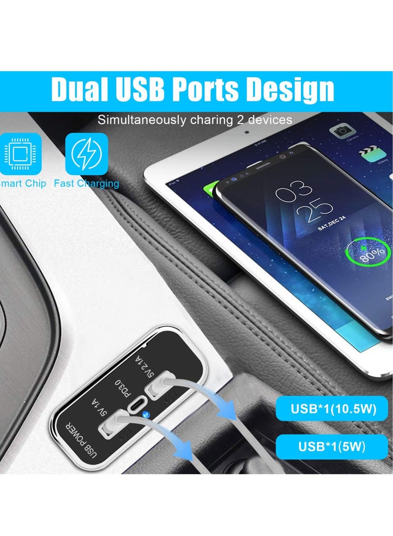 Excefore شحن سريع 3 منافذ منفذ USB 12 فولت، منفذ USB A مزدوج 3.1 أمبير، منفذ Type C PD QC 3.0، محول للسيارات الترفيهية والبحرية والدراجات النارية والشاحنات وعربات الجولف والهاتف 14 13 12، S22 S21 S20 - Image 4