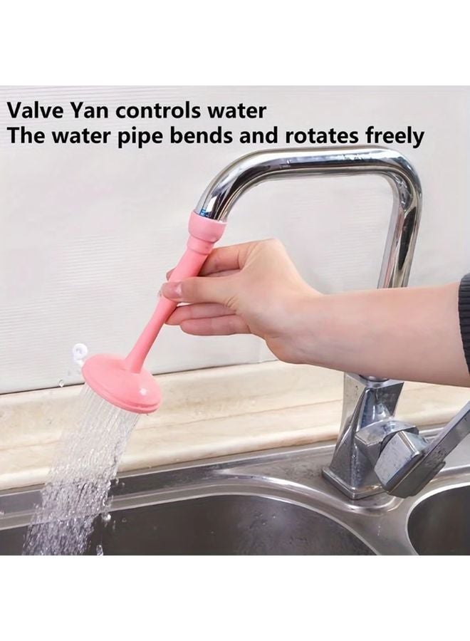 Pink Faucet Extension Showerhead Adjustable Rotating Head Leakproof Silicone Tap Water Extender - Image 2
