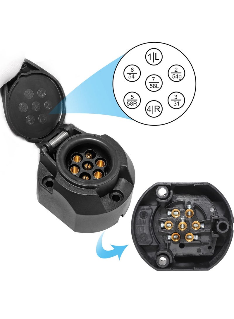 Zikra 12V Trailer Plug and Socket Kit, 7 Pin Trailer Plug and 7 Pin Trailer Socket Connector Waterproof Trailer Male and Female for Truck Trailer Caravan RV Boat - Image 3