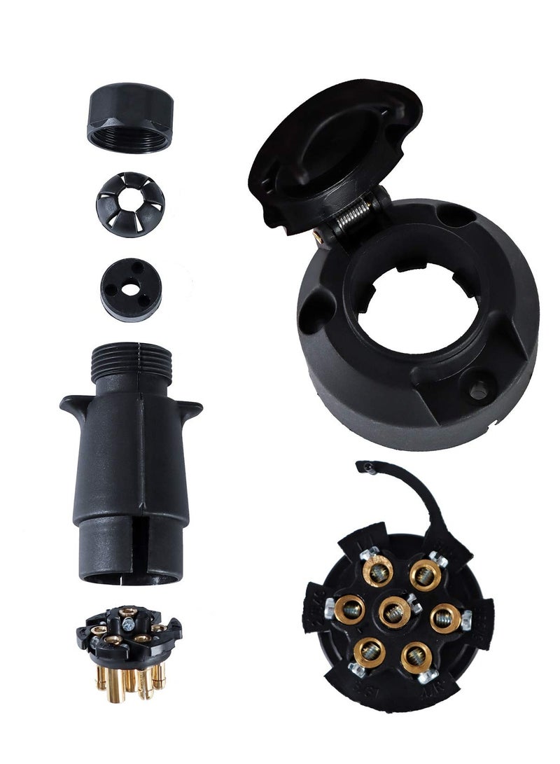 Zikra 12V Trailer Plug and Socket Kit, 7 Pin Trailer Plug and 7 Pin Trailer Socket Connector Waterproof Trailer Male and Female for Truck Trailer Caravan RV Boat - Image 4