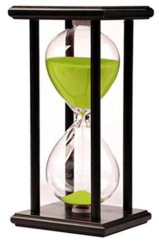 Lodunsyr Hourglass Timer for 60 Minutes Sandglass Timer for Kitchen Living Room Home Office Desk Bedroom Party Festival Coffee Table Book Shelf School Game Sand Timer Clock Black Frame Green Sand