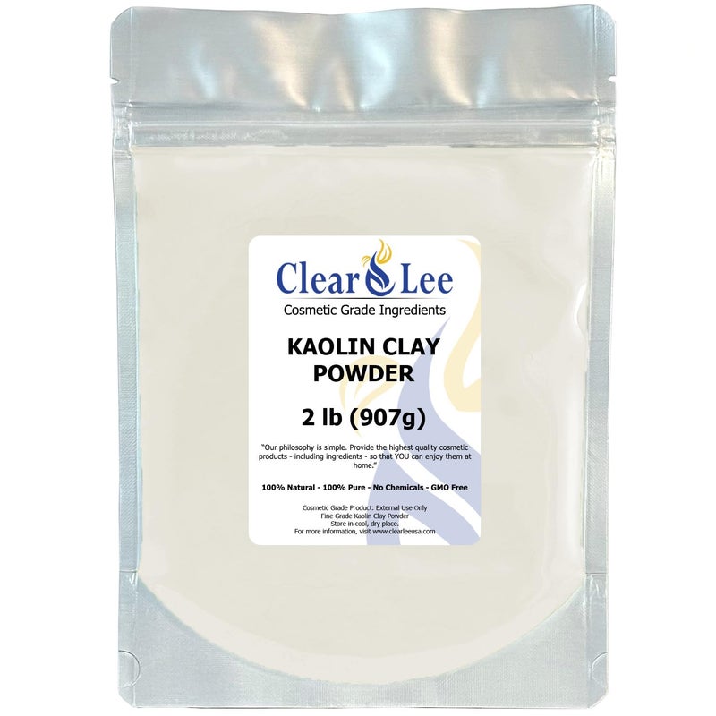 ClearLee Kaolin Clay Cosmetic Grade Powder  100 Pure Natural Powder  Great For Skin Detox Rejuvenation and More  Heal Damaged Skin  DIY Clay Face Mask 2 LB