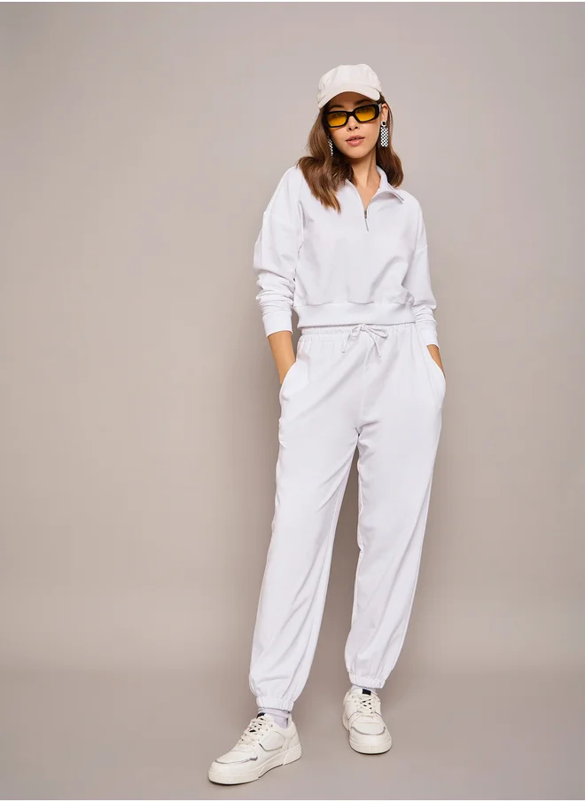 SASSAFRAS Sassafras Solid Terry Baggy Joggers with Elasticated Waist