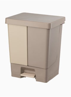Planet duo pedal waste bin double bucket & handle in one compact design foot pedal motion made of hard plastic material beige (50 liters)