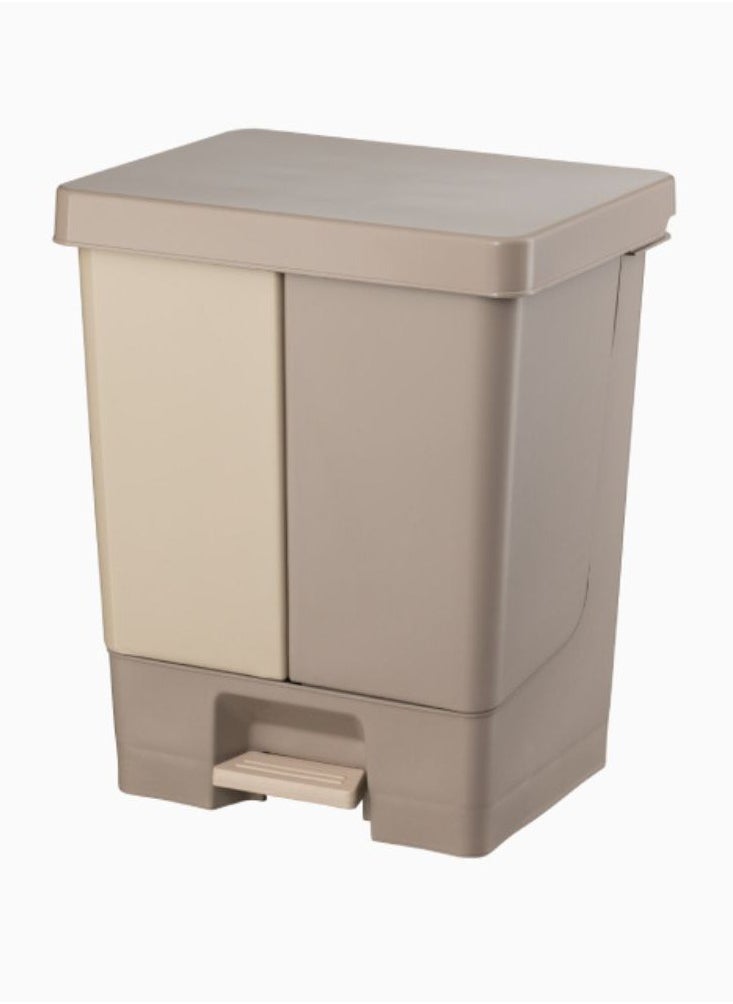 PLANET - Planet duo pedal waste bin double bucket & handle in one compact design foot pedal motion made of hard plastic material beige (50 liters) - Image 1