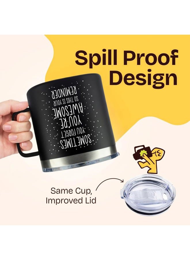 KLUBI Dad Gifts for Fathers Day Cup - Sometimes You Forget Your Awesome Gifts 14oz Black Mugs for Fathers Thinking of You Gift for Men Coffee Lovers Birthday Gift Ideas Dad Presents for Birthday Awesome Mug - Image 5