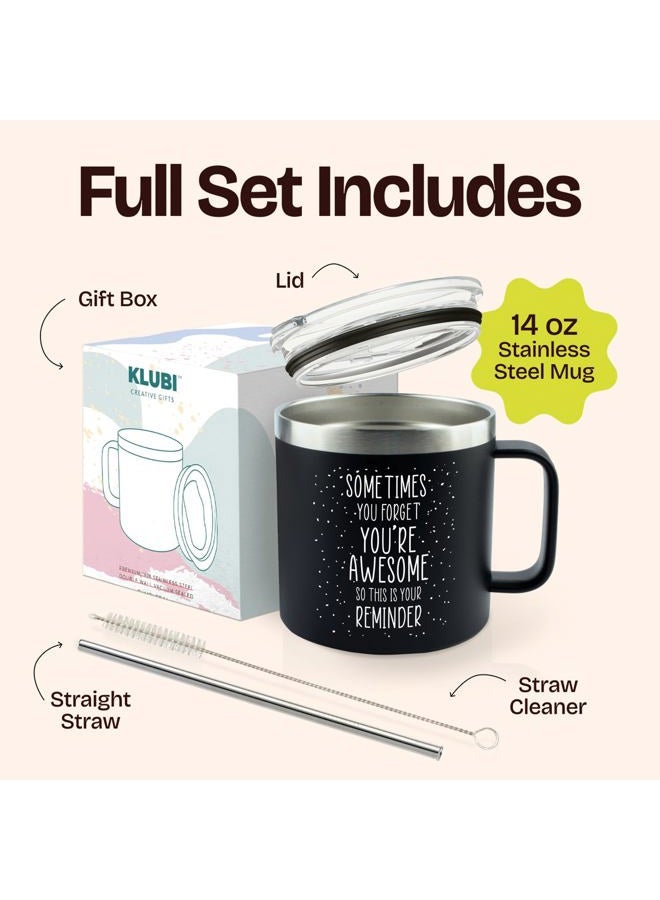KLUBI Dad Gifts for Fathers Day Cup - Sometimes You Forget Your Awesome Gifts 14oz Black Mugs for Fathers Thinking of You Gift for Men Coffee Lovers Birthday Gift Ideas Dad Presents for Birthday Awesome Mug - Image 3