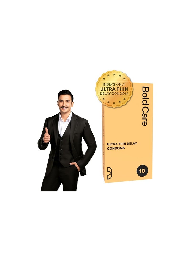 Bold Care Bold Care Ultra Thin Long Last Condoms - Pack of 10 - Lubricated - Natural Latex