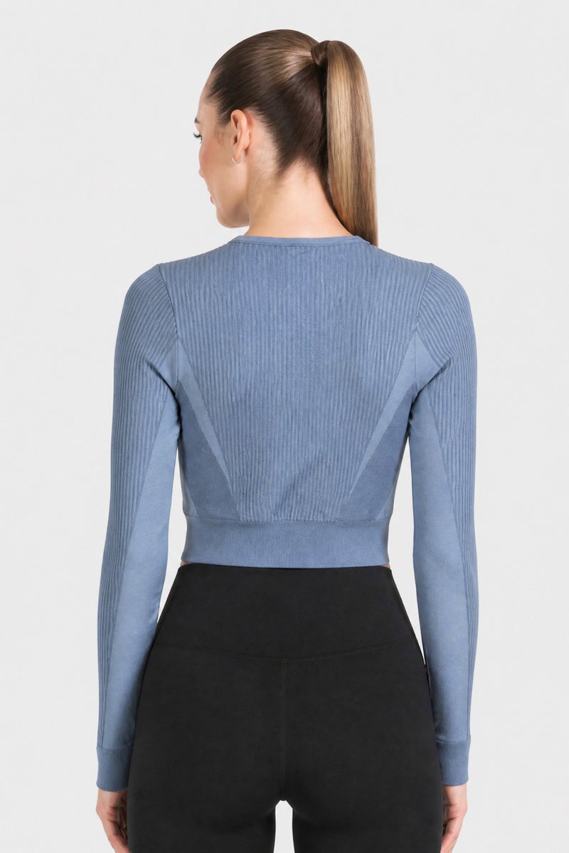 Reebok Women Sportswear Fit Long Sleeve Training Top, Ash Blue - Image 4