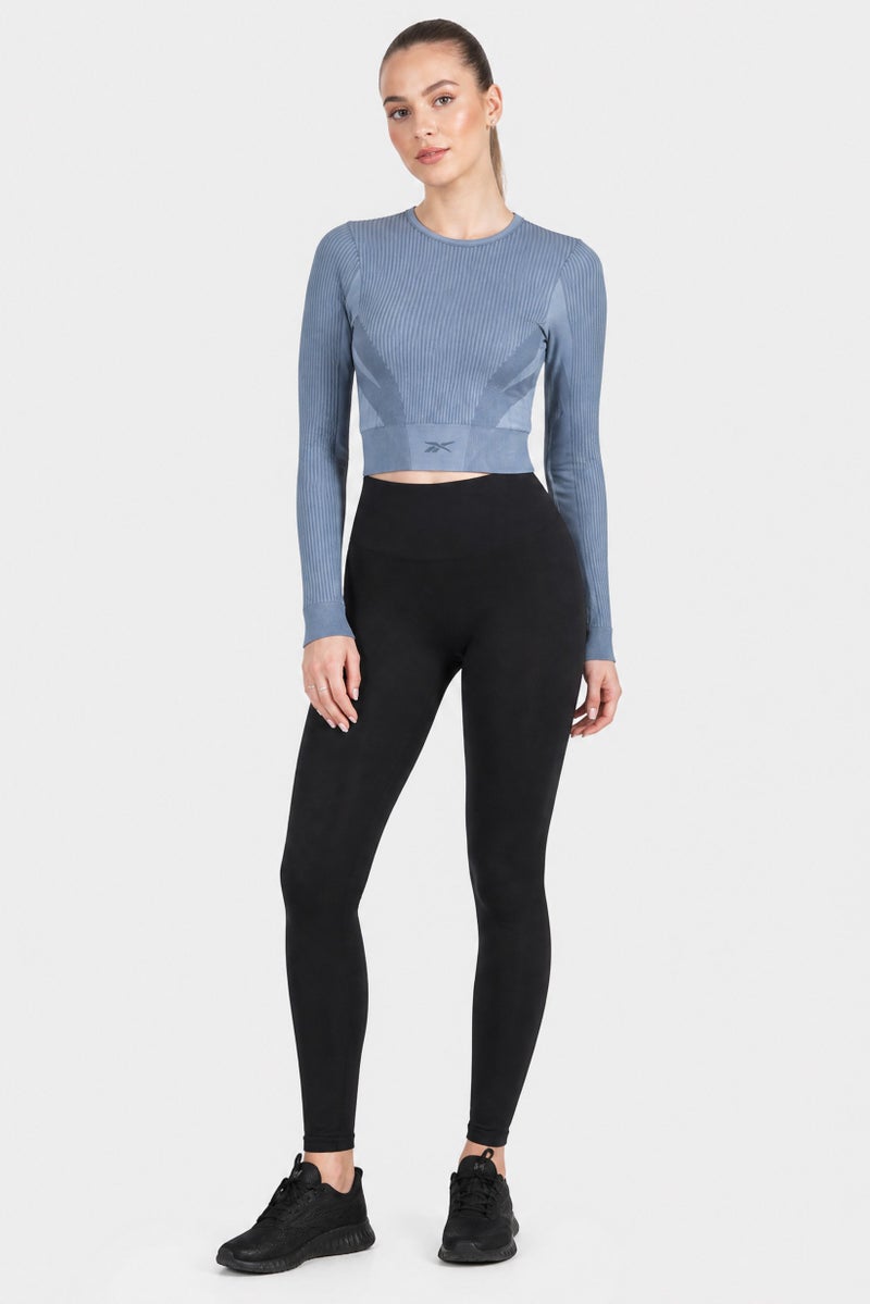 Reebok Women Sportswear Fit Long Sleeve Training Top, Ash Blue - Image 2