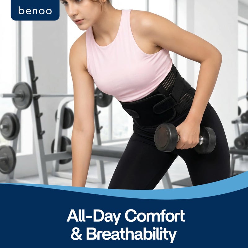 benoo Back Brace for Lower Back Pain Relief | Sciatica Lumbar Support Belt for Men & Women, Adjustable Back Support Brace for Work & Daily Use, All-Day Comfort & Heavy-Duty Compression (X-Large (43-48.9")) - Image 5