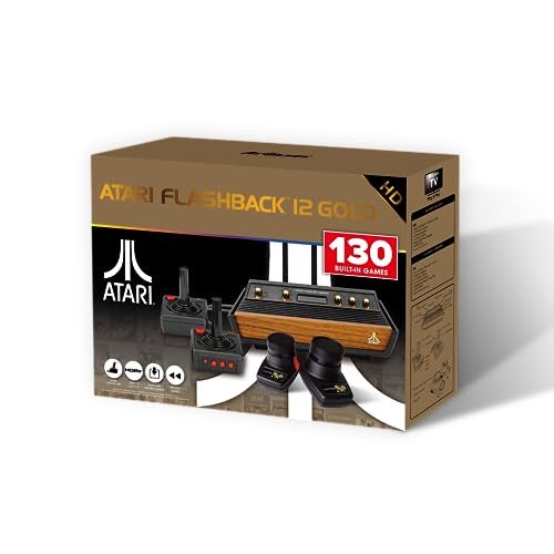 ATGAMES Atari Flashback 12 Gold, Retro Game Console, Built-in 130 Classic Games, Two Joystick and Paddle Controllers, HDMI, PLUG & PLAY on HD TV - Image 1