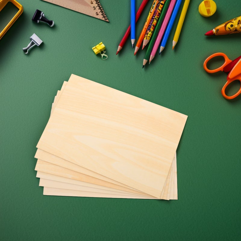 12 PCS Wood Sheets for Crafts Sheets Unfinished Boards Rectangular Wood Arts Crafts Sheets for DIY Models Projects Drawing - Image 5