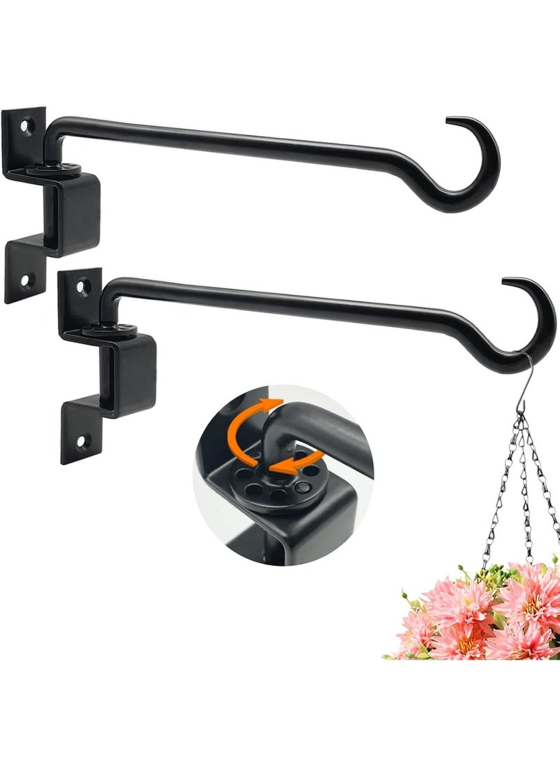 Barakah Swivel Plant Hangers for Outdoors,Heavy Duty Black Iron Hanging Hooks for Flowers,Baskets,Pots,Bird Feeders,Lanterns,Wind Chimes,Durable and Weather-Resistant for Outdoor Decor(2 Pack,16 Inch,Black) - Image 1