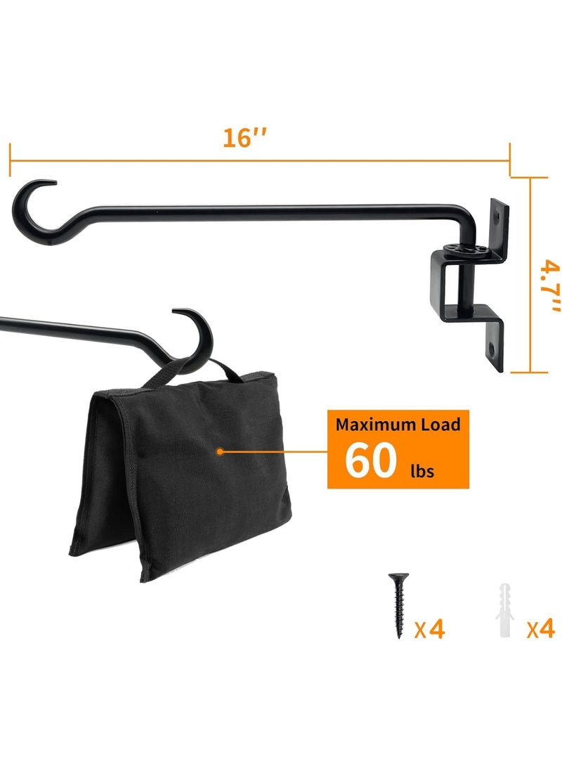 Barakah Swivel Plant Hangers for Outdoors,Heavy Duty Black Iron Hanging Hooks for Flowers,Baskets,Pots,Bird Feeders,Lanterns,Wind Chimes,Durable and Weather-Resistant for Outdoor Decor(2 Pack,16 Inch,Black) - Image 5