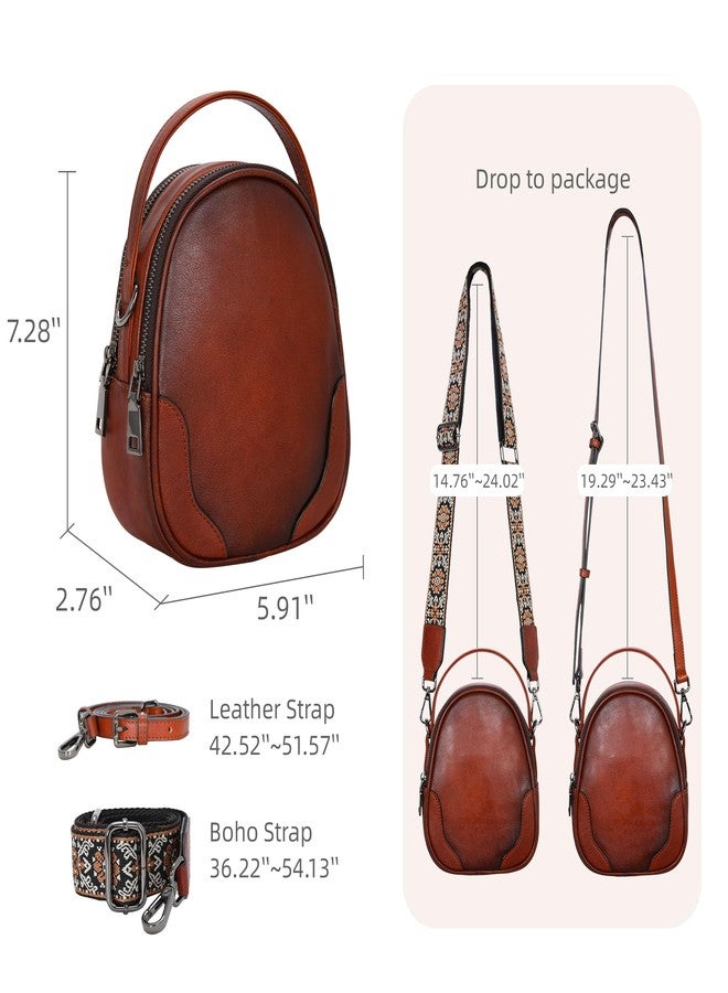 Iswee Small Leather Crossbody Bag for Women, Genuine Leather Mini Purse with Adjustable Strap, Women's Shoulder Bag for Travel and Daily Use, Ladies Purse Satchel (Brown) - Image 5