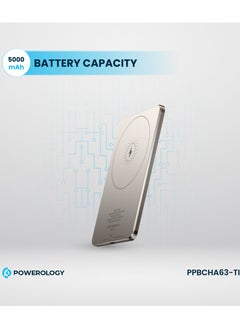 Powerology Ultra-Thin 5000mAh Magsafe Power Bank /15W Wireless Charging /20W Type-C Charging/ Built-in Safeguards / Strong Magnets / Fast Charging / Type-C In/Out - Titanium  - Image 4
