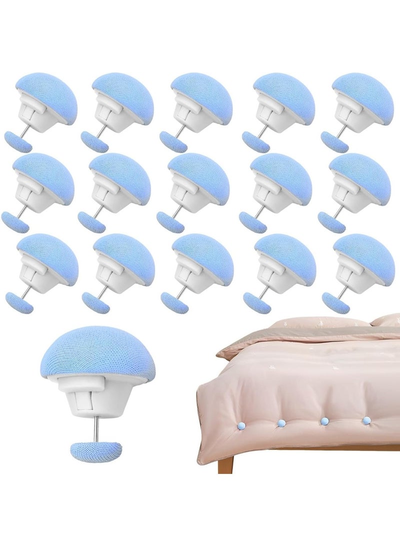هابي هوم مجموعة 16 قطعة من مشابك اللحاف – دبابيس تثبيت اللحاف تحافظ على اللحاف في مكانه، مشابك مانعة للانزلاق لتثبيت اللحاف وغطاء اللحاف – لون أزرق - Image 1