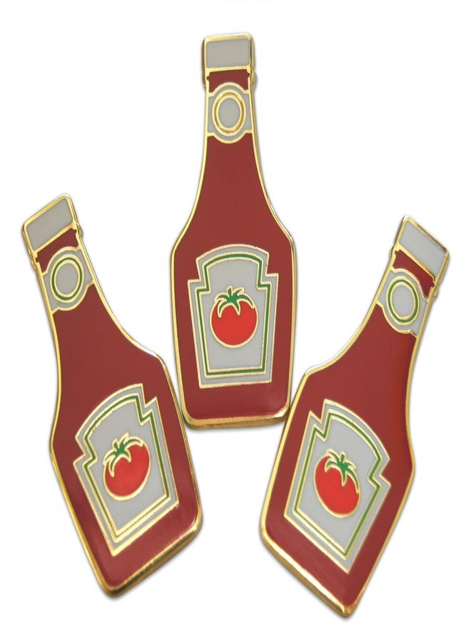 Novel Merk Condiment Bottles - Mayo, Ketchup, or Other Lapel Pin, Hat Pin & Tie Tack Set with Clutch Back (3- Ketchup Bottle) - Image 1