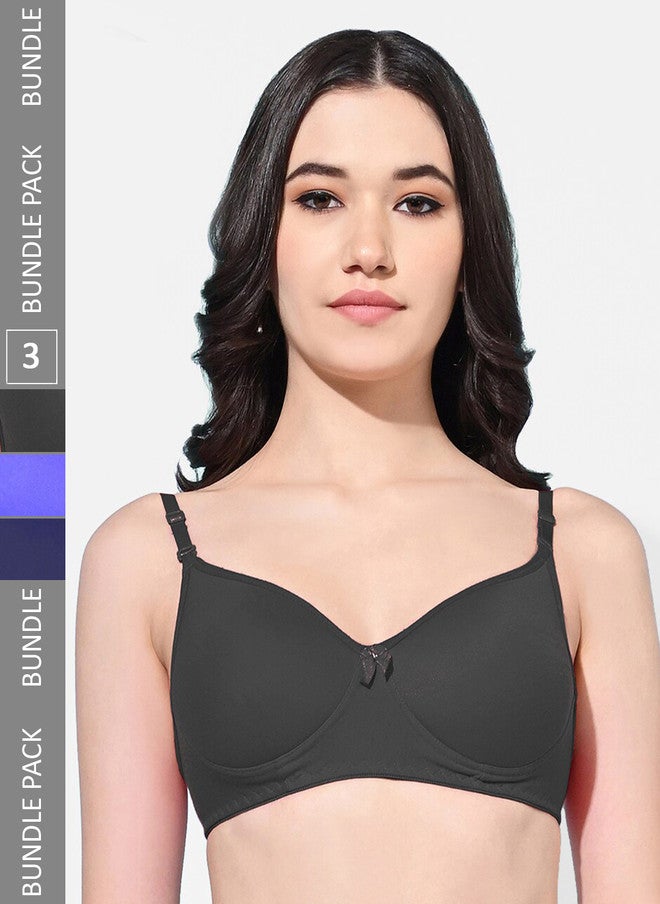 FIMS Pack of 3 Full Coverage Lightly Padded Everyday Bras With All Day Comfort - Image 1