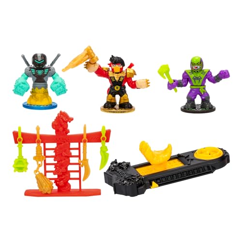AKEDO Legends of Akedo Ninja Fury Official Rules Starter Pack 3 Warriors Ultra RareThree Strikes Chux Classic Venom Fang Ninja Legendary Psyclone Shutdown 1 Controller Weapon Rack with 4 Weapons - Image 1