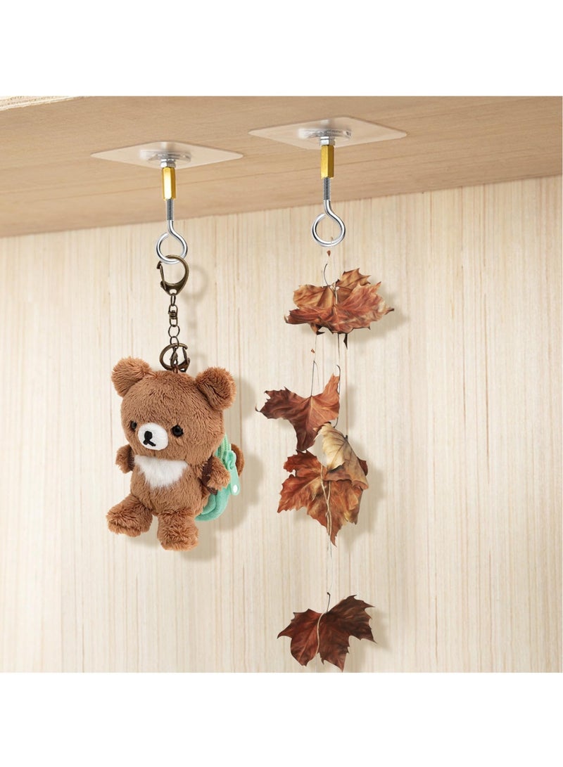 Excefore 12 قطعة خطافات سقف ذاتية اللصق، خطافات سقف غير مثقبة من الفولاذ المقاوم للصدأ، لتعليق النباتات الصغيرة وزينة السقف - Image 2