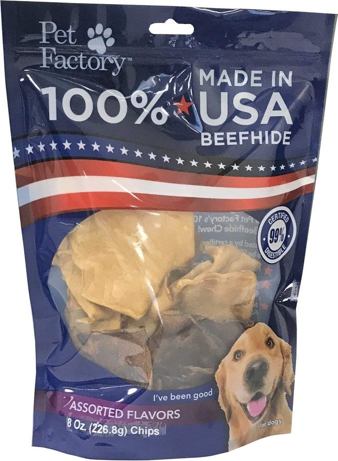 Pet Factory 100% Made in USA Beefhide Chips Dog Chew Treats - Beef & Chicken Flavor, 8 oz - Image 1