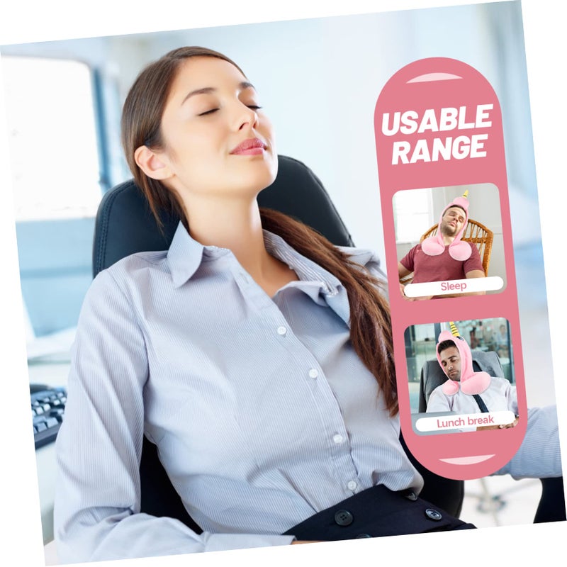U Shaped Hooded Travel Neck Pillow with Buckle Support for Office Sleeping and Napping Soft Plush for Head and Cervical Spine Protection - Image 4