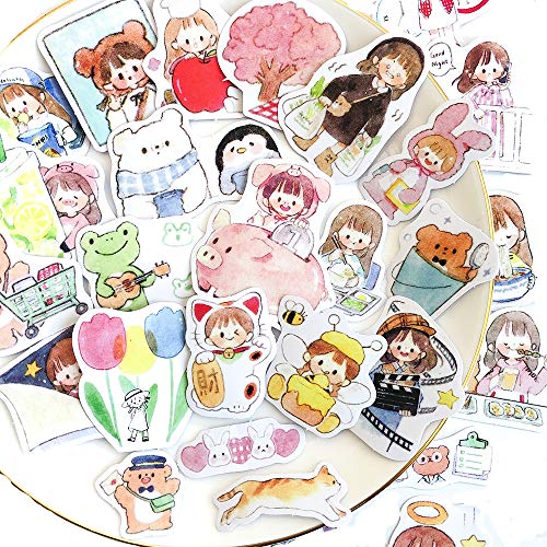 Alideco 160Pcs Cute Journal Stickers Kawaii Girls People Bulk Scrapbooking Stickers for journaling DIY Crafts Embelishment Decoration Diary Stickers - Image 1