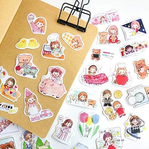 Alideco 160Pcs Cute Journal Stickers Kawaii Girls People Bulk Scrapbooking Stickers for journaling DIY Crafts Embelishment Decoration Diary Stickers - Image 5