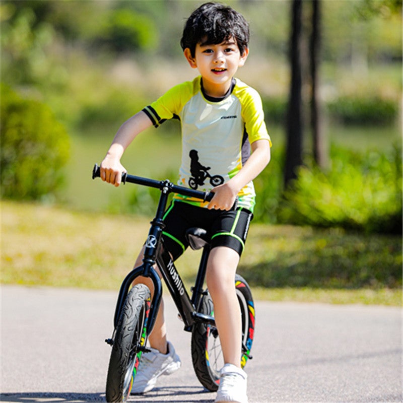 Kids Summer Cycling Racing Jersey Set with Printed Top and Shorts - Image 5