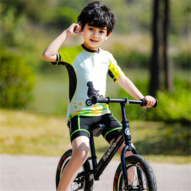 Kids Summer Cycling Racing Jersey Set with Printed Top and Shorts - Image 4
