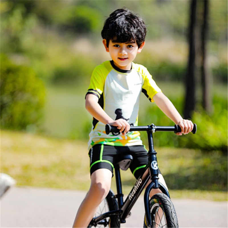 Kids Summer Cycling Racing Jersey Set with Printed Top and Shorts - Image 3