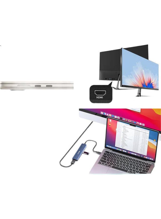 Acasis Type-C Expansion Dock, Computer Desk Type-C To Hdmi, Ipad Pro Adapter, Usb Hub, 4K Compatible, For Macbook, Apple, 1 Meter, Ds-9901 - Image 2