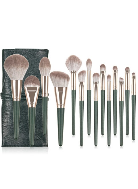 14-Piece Makeup Multi Use Brush Set, Green