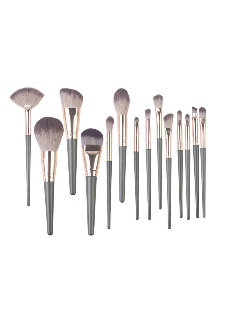 14-Piece Makeup Multi Use Brush Set, Green