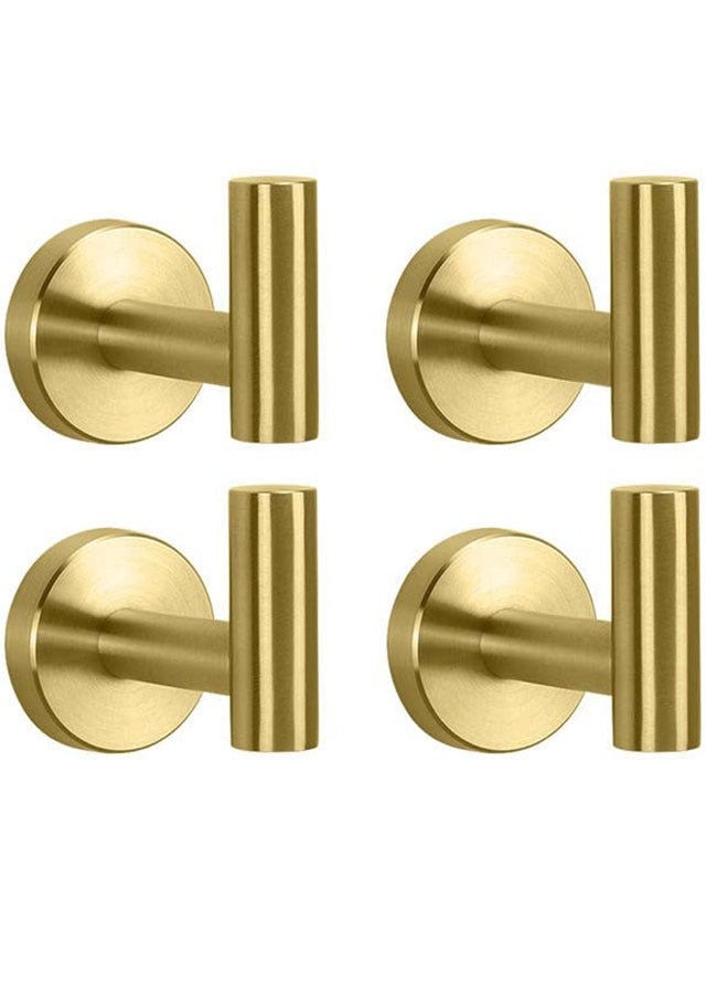 GoldenLike  خطاف حائط عالي التحمل، 4 عبوة من خطافات المناشف المصنوعة من الفولاذ المقاوم للصدأ 304، خطافات معطف الحمام، خطاف سميك مثبت على الحائط، لمطبخ الحمام - Image 1